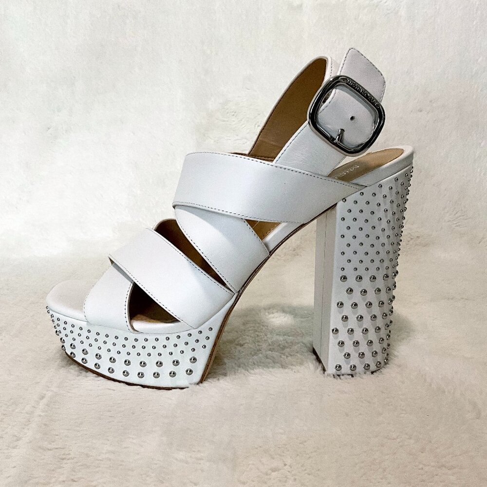 Michael Kors White Platform Shoes with Studded Heels